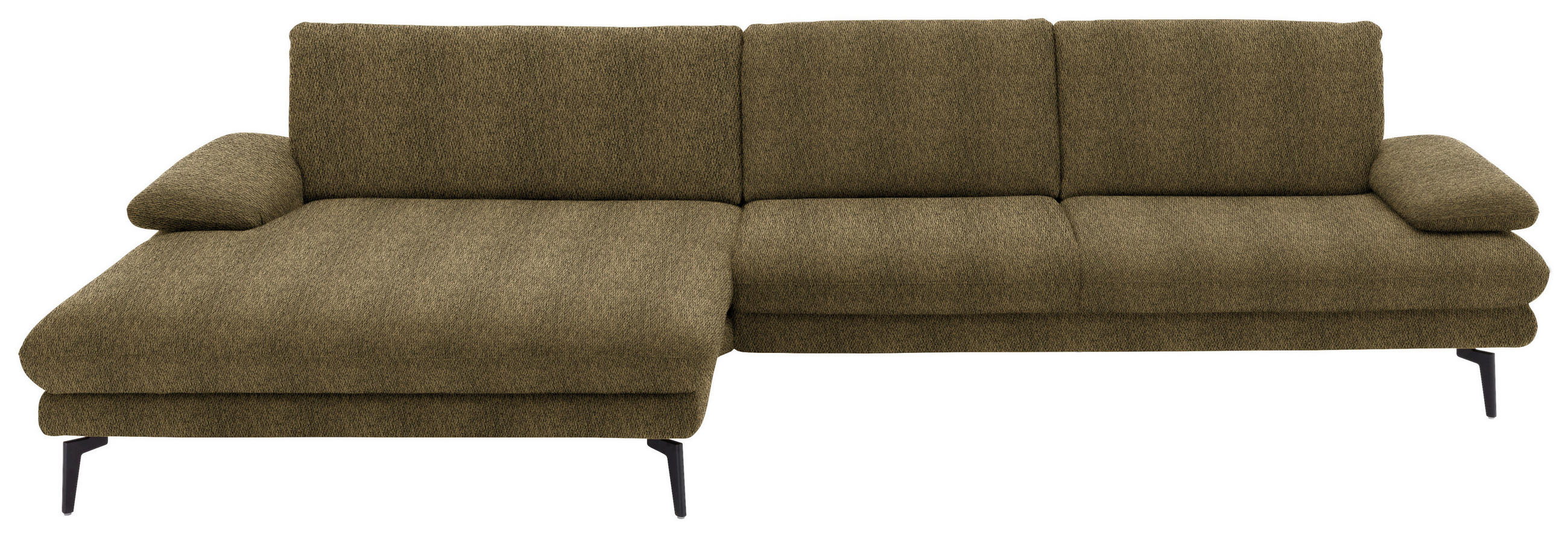 ECKSOFA in Chenille Grün  - Schwarz/Grün, Design, Textil/Metall (180/310cm) - Dieter Knoll