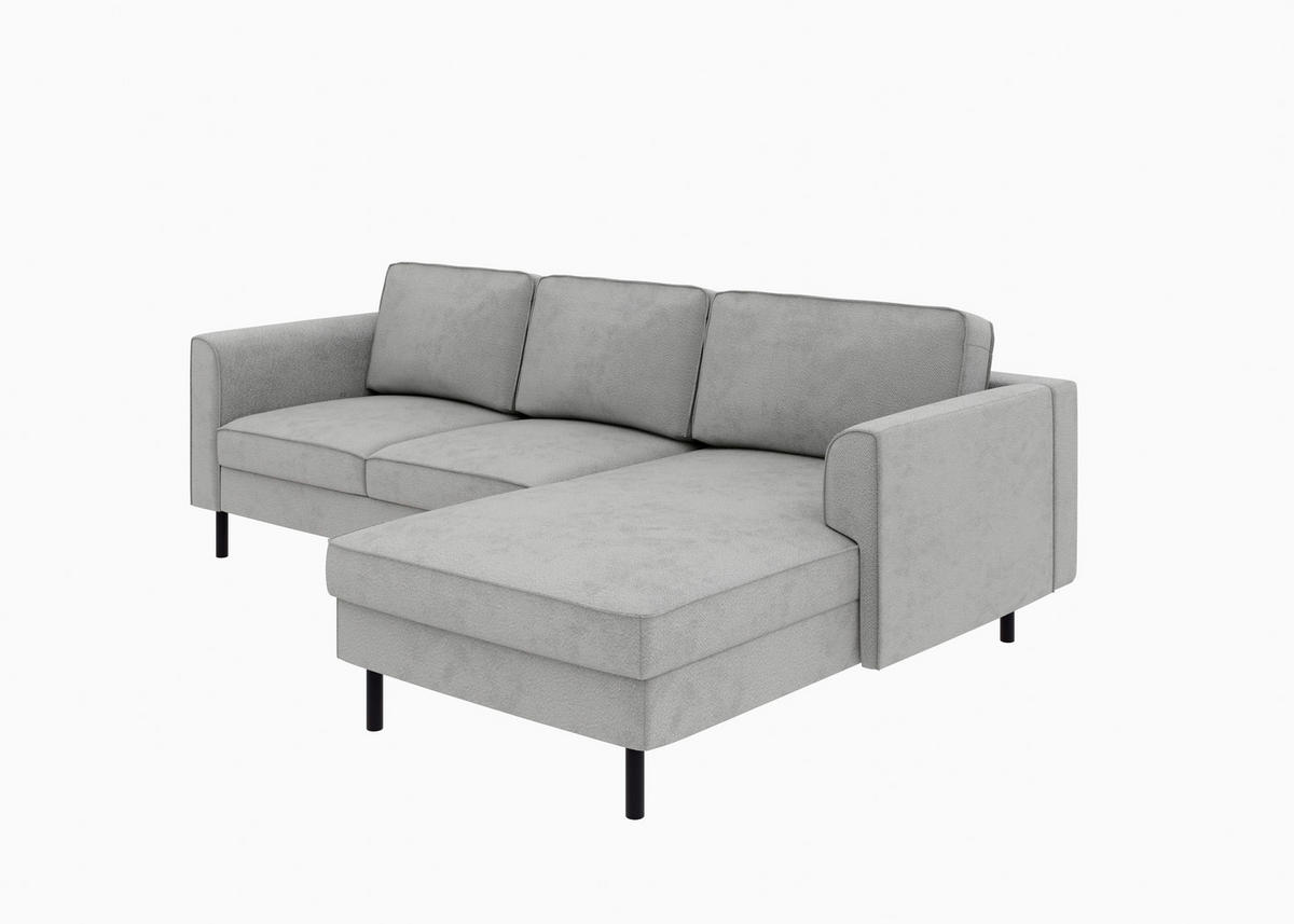 ECKSCHLAFSOFA  mit Bettkasten erhältlich, Sitzqualitäten, Schlafen auf Sitzhöhe, Bettfunktion erhältlich, Rücken echt, Armteil links, Armteil rechts Struktur Schlammfarben  - Schlammfarben/Schwarz, MODERN, Textil/Metall (232/161cm) - Trendmanufaktur