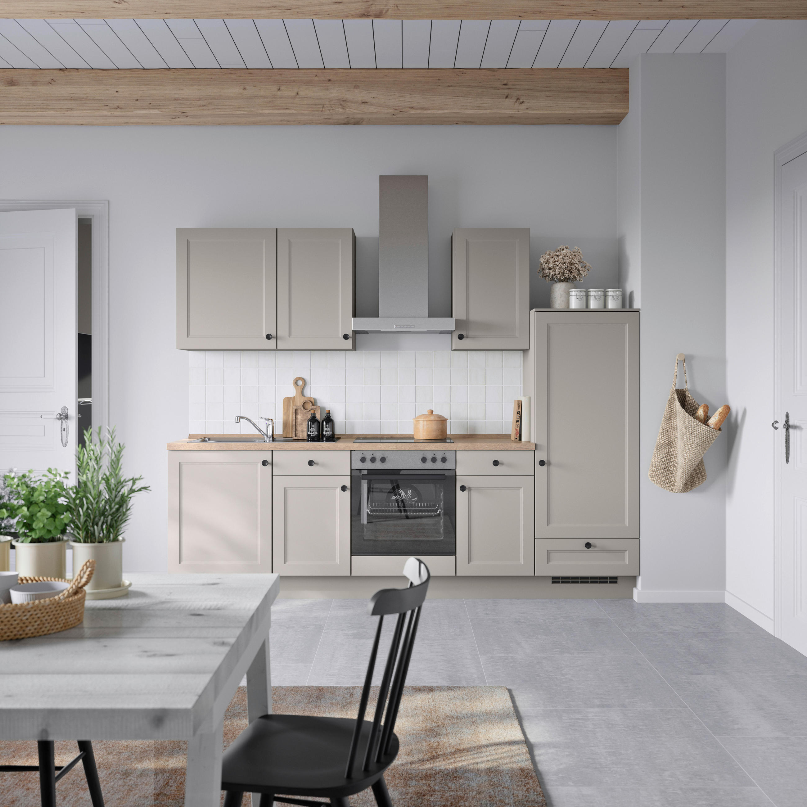 KÜCHENBLOCK 270 cm   in Grau, Eiche dunkel  - Eiche dunkel/Schwarz, MODERN, Holzwerkstoff/Metall (270cm) - Nobilia