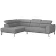 ECKSOFA in Webstoff Silberfarben  205/280 cm  - Silberfarben/Schwarz, Design, Textil/Metall (205/280cm) - Xora