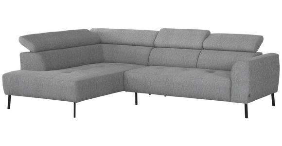 ECKSOFA in Webstoff Silberfarben 205/280 cm - Silberfarben/Schwarz, Design, Textil/Metall (205/280cm) - Xora