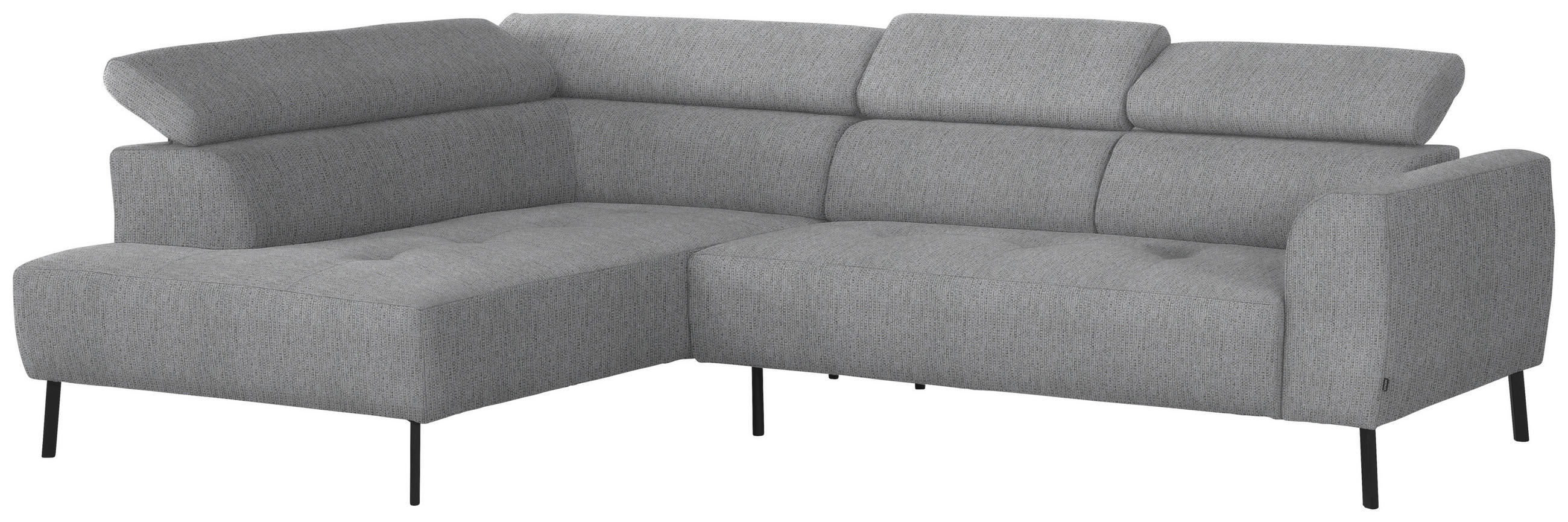 ECKSOFA in Webstoff Silberfarben  - Silberfarben/Schwarz, Design, Textil/Metall (205/280cm) - MID.YOU