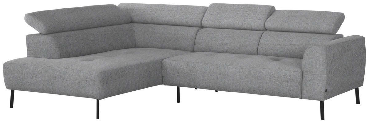ECKSOFA in Webstoff Silberfarben  205/280 cm  - Silberfarben/Schwarz, Design, Textil/Metall (205/280cm) - Xora