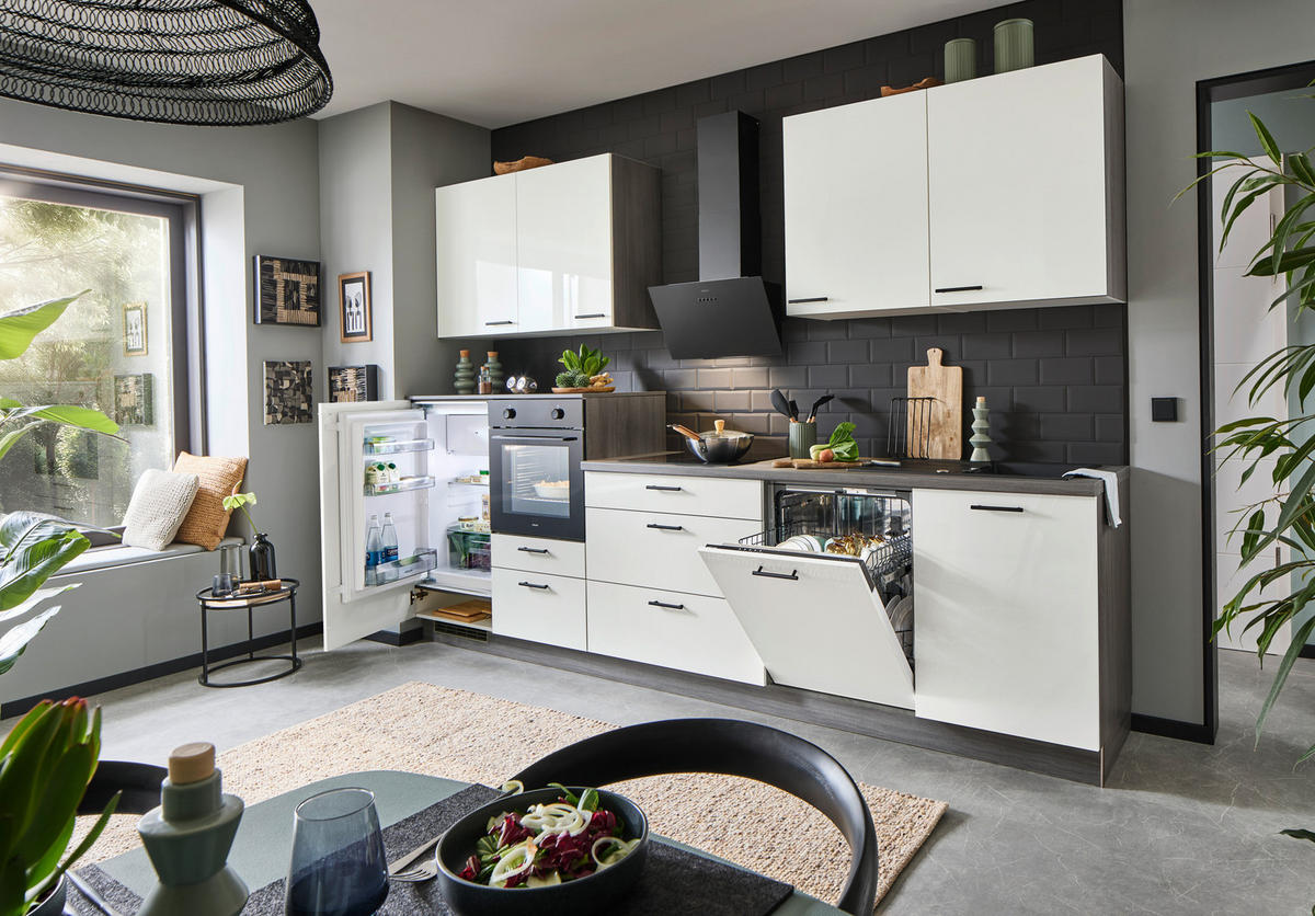 KUCHYNSKÝ BLOK BEZ SPOTREBIČO - sivý dub/čierna, Modern, kov/kompozitné drevo - Welnova