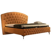 POLSTERBETT - Hellbraun/Schwarz, Design, Leder/Metall (180/200cm) - Tempur