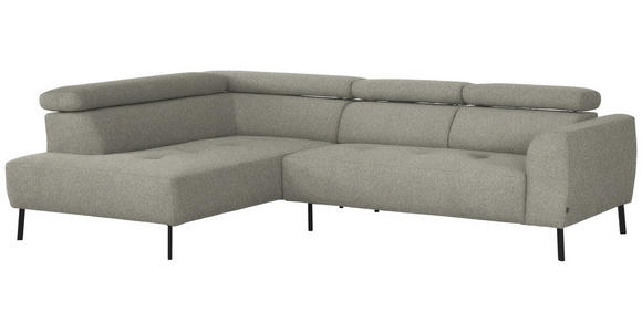 ECKSOFA in Struktur Greige 205/280 cm - Greige/Schwarz, Design, Textil/Metall (205/280cm) - Xora