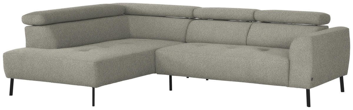 ECKSOFA in Struktur Greige  205/280 cm  - Greige/Schwarz, Design, Textil/Metall (205/280cm) - Xora