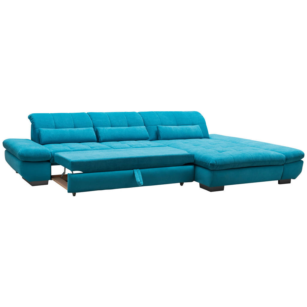Thumbnail - Xora Ecksofa, Türkis, Textil, Uni, Ottomane rechts, L-Form, 341x204 cm, Goldenes M, Typenauswahl, Fußauswahl, Stoffauswa...