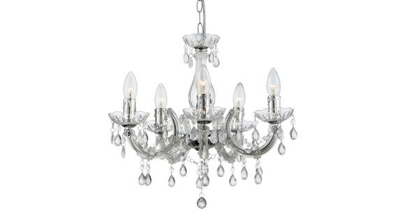 Hängeleuchte Lexi - Klar/Chromfarben, KONVENTIONELL, Kunststoff/Metall (128cm) - Ombra