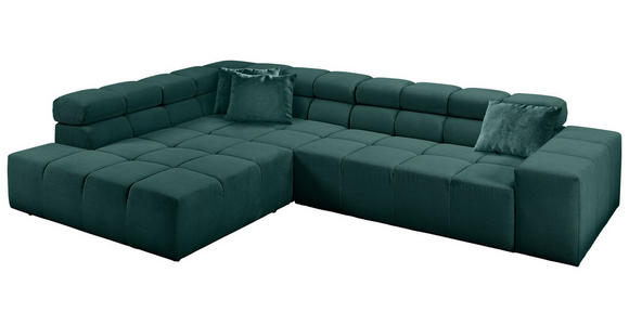 ECKSOFA in Feincord Dunkelgrün  - Dunkelgrün/Schwarz, Design, Kunststoff/Textil (215/319cm) - Hom`in