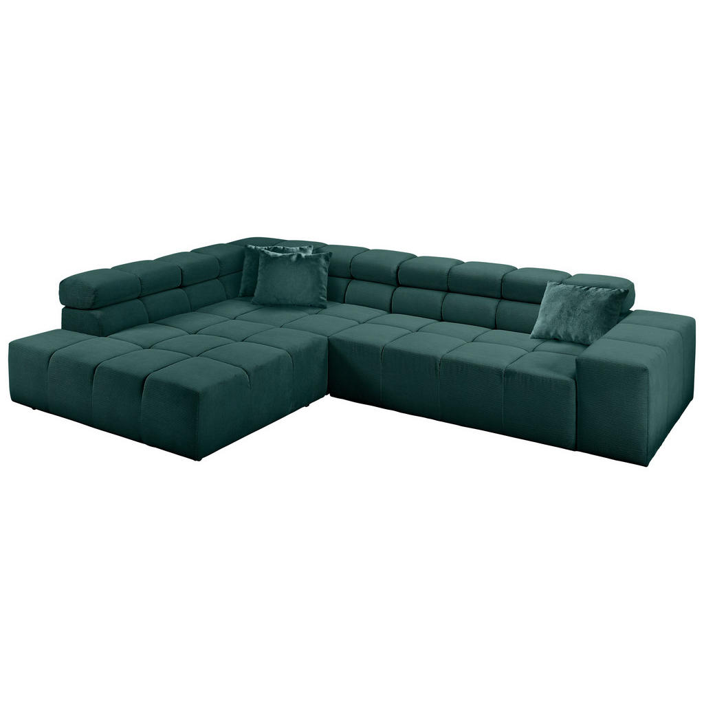 Thumbnail - Hom`in Ecksofa, Dunkelgrün, Textil, 4-Sitzer, Füllung: Schaumstoff, Ottomane links, L-Form, 319x215 cm, Blauer Engel, Go...