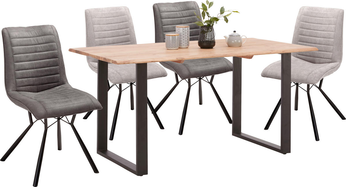 ESSTISCH in Holz, Metall 160/90/76 cm  - Schwarz/Akaziefarben, Natur, Holz/Metall (160/90/76cm) - Carryhome