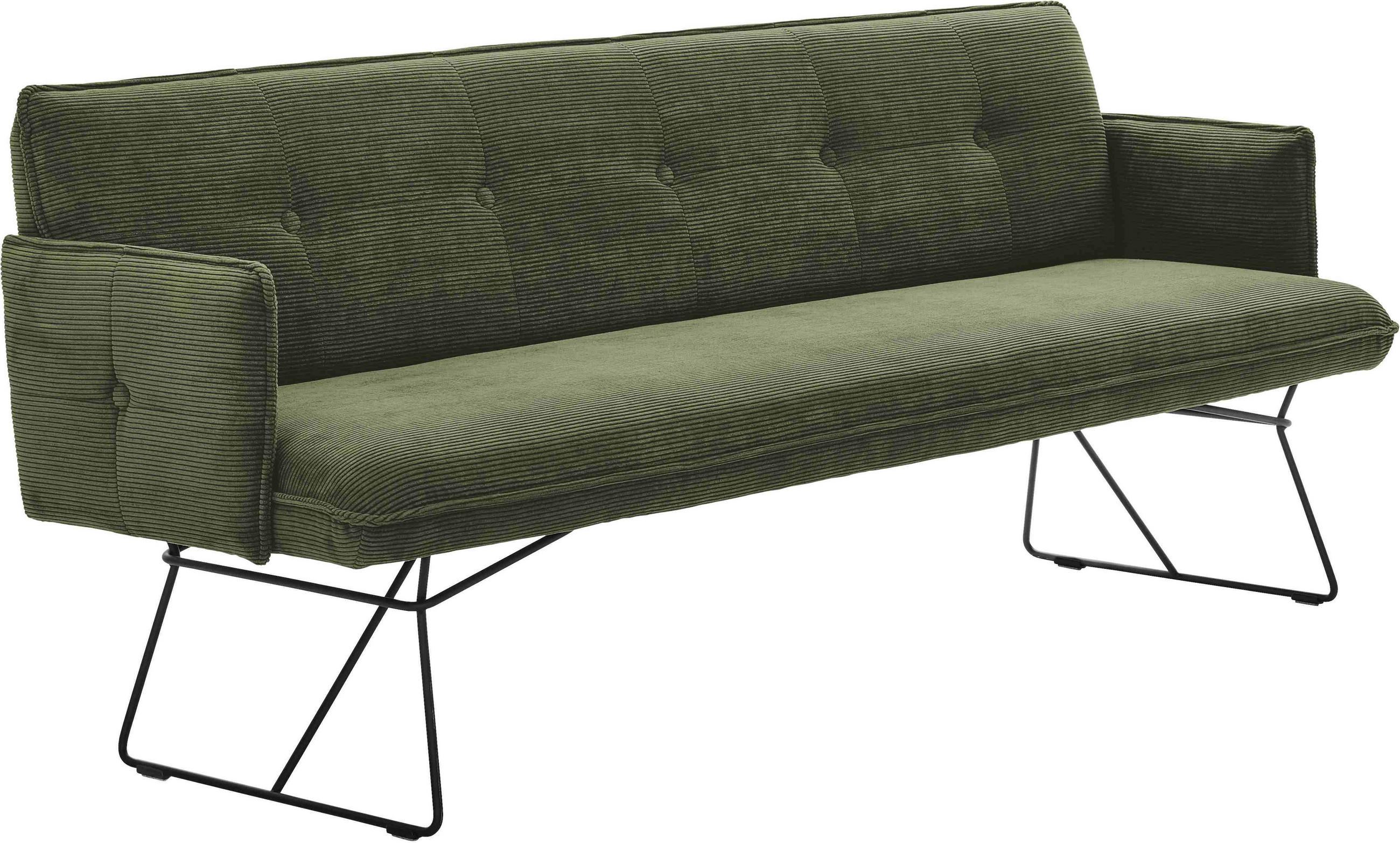 SITZBANK 212/89/70 cm  in Dunkelgrün  - Dunkelgrün/Schwarz, Design, Textil/Metall (212/89/70cm) - Pure Home Lifestyle