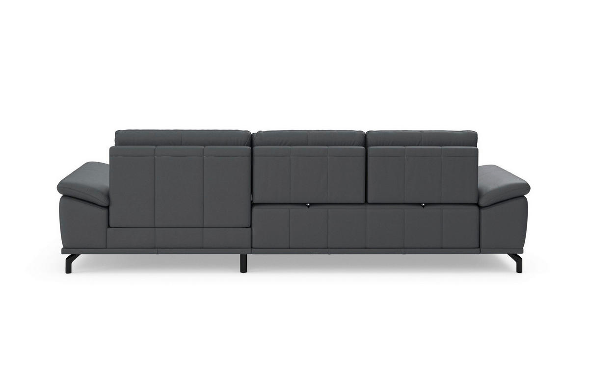 ROHOVÁ SEDAČKA, kůže, černá - černá, Basics, kov/kůže (301/176cm) - Sit & More