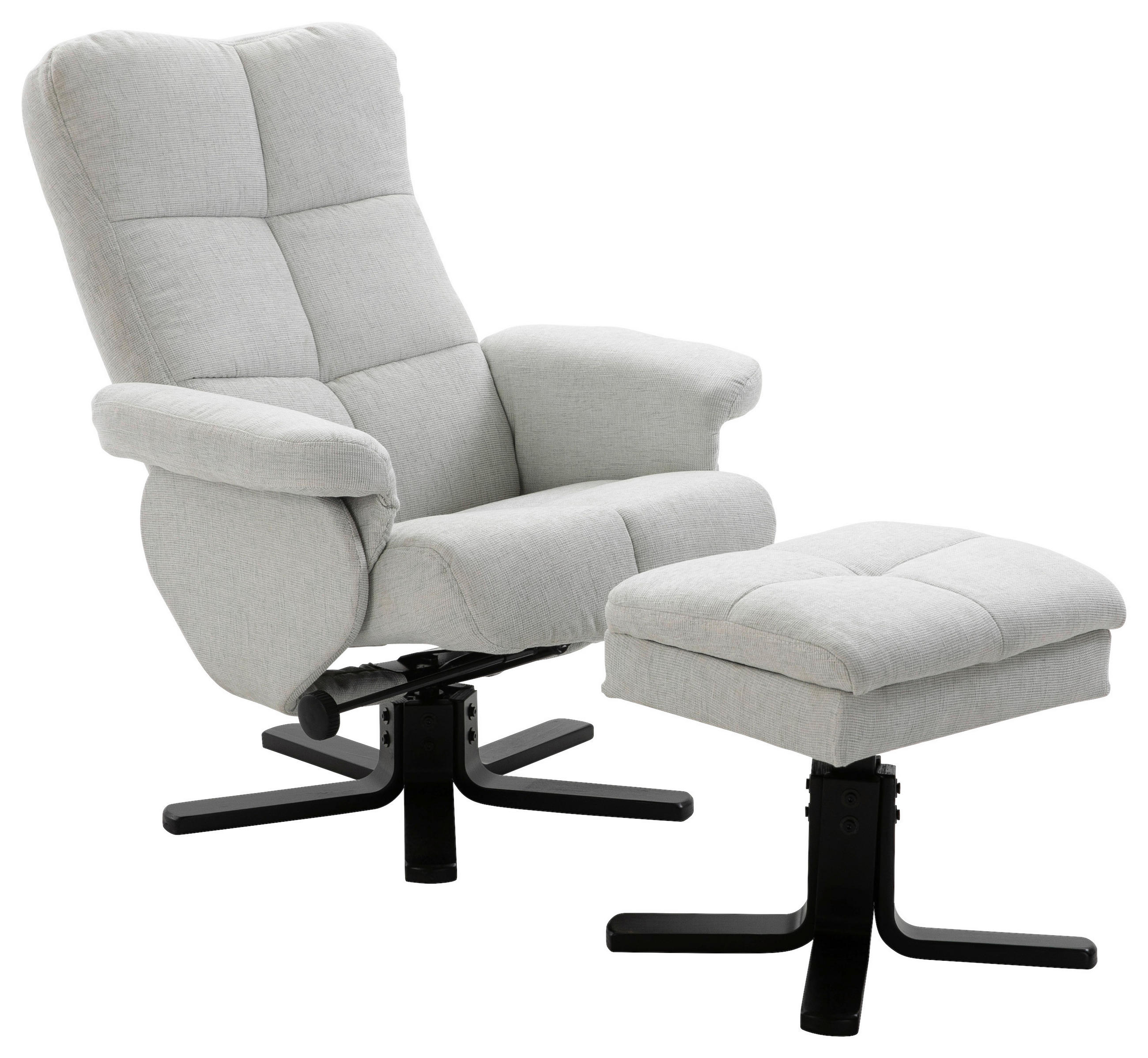 RELAXFÅTÖLJ SET i läderimitation (vegan) svart, vit  - vit/svart, Design, metall/textil (78/101/90cm) - Livetastic