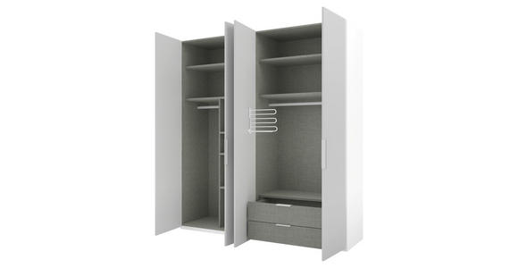 DREHTÜRENSCHRANK  in Grau, Weiß  - Alufarben/Weiß, KONVENTIONELL, Holzwerkstoff/Metall (200/223/62cm) - Novel