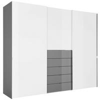 SCHWEBETÜRENSCHRANK in Grau, Weiss  - Chromfarben/Weiss, Design, Glas/Holzwerkstoff (280/222/68cm) - Moderano
