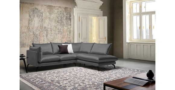 ECKSOFA Dunkelgrau Samt  - Dunkelgrau/Schwarz, Design, Textil/Metall (241/200cm) - Carryhome