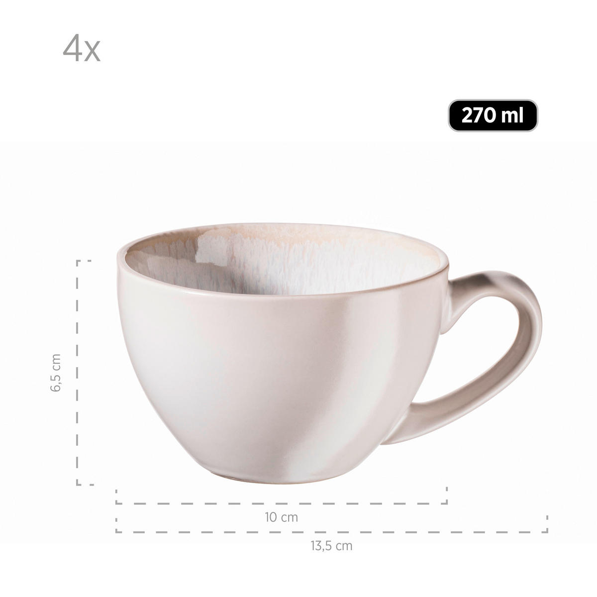 KAFFEESERVICE Frozen 8-teilig  - Weiß, Basics, Keramik (13,5/6,5/10cm) - Mäser