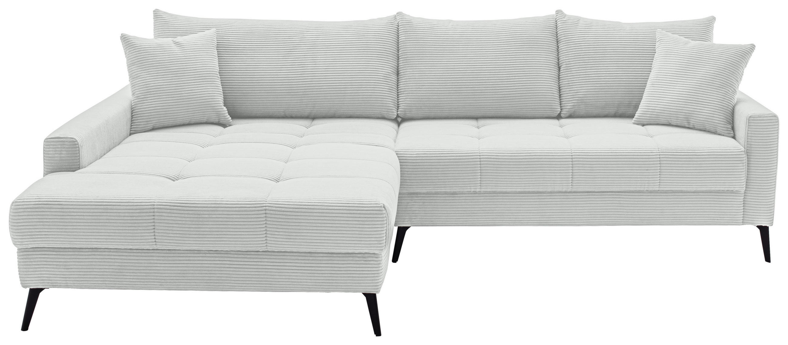 ECKSOFA Elfenbein Cord  - Elfenbein/Schwarz, KONVENTIONELL, Textil/Metall (173/280cm) - Hom`in