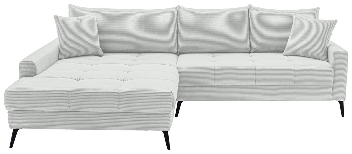 ECKSOFA Elfenbein Cord  - Elfenbein/Schwarz, KONVENTIONELL, Textil/Metall (173/280cm) - Hom`in