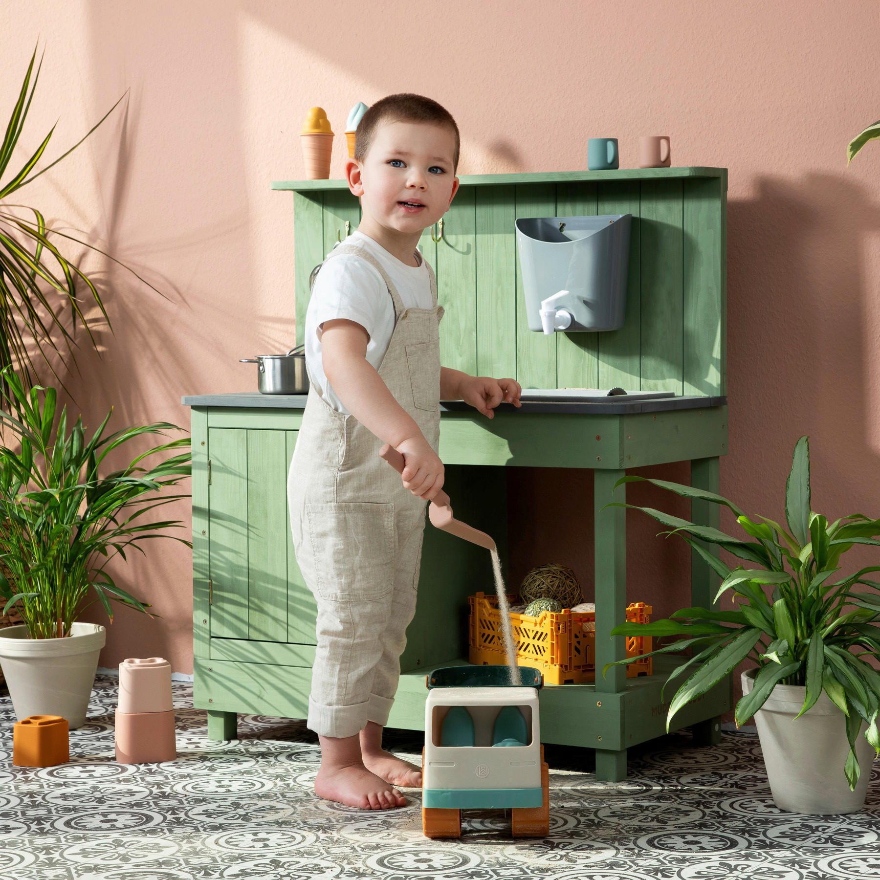 MATSCHKÜCHE Holz Jadegrün  - Jadegrün, Basics, Holz (80/40/90cm) - MUDDY BUDDY