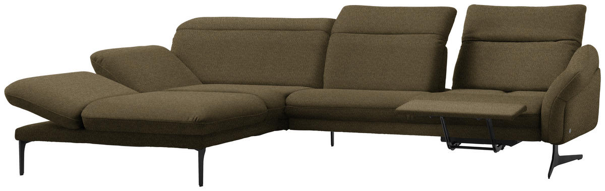 ECKSOFA in Webstoff Dunkelgrün  - Dunkelgrün/Anthrazit, Design, Textil/Metall (203/299cm) - Himolla