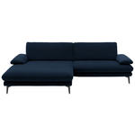 ECKSOFA in Velours Dunkelblau  - Schwarz/Dunkelblau, Design, Textil/Metall (184/284cm) - Dieter Knoll