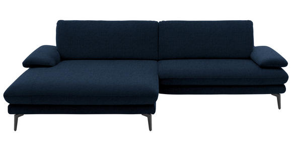 ECKSOFA in Velours Dunkelblau 184/284 cm - Schwarz/Dunkelblau, Design, Textil/Metall (184/284cm) - Dieter Knoll