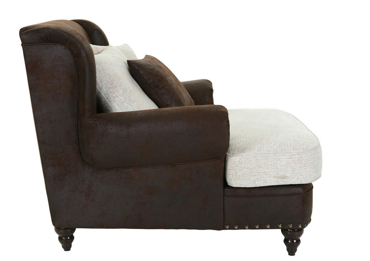 XXL FOTELJA tekstil  smeđa   - sivo-smeđa/tamno smeđa, Romantično / ladanjski, tekstil/drvo (125/102/50/138cm) - Landscape