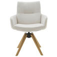 ARMLEHNSTUHL  Beinauswahl, Sitzfläche 360° drehbar, Stoff-/Lederauswahl Flachgewebe  Beige  - Beige, Design, Holz/Textil (62/90/68cm) - Valnatura