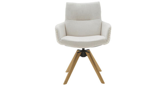 ARMLEHNSTUHL  Beinauswahl, Sitzfläche 360° drehbar, Stoff-/Lederauswahl Flachgewebe  Beige  - Beige, Design, Holz/Textil (62/90/68cm) - Valnatura