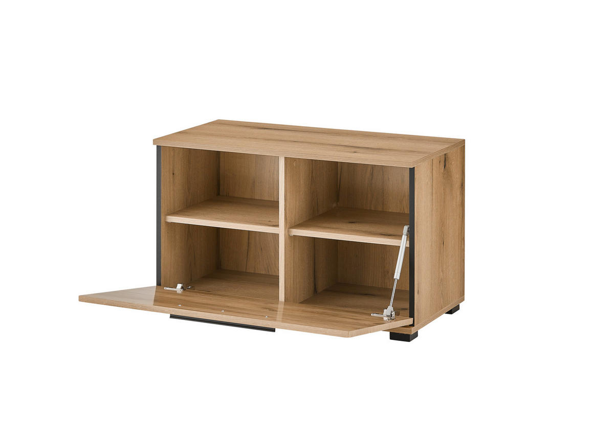 GARDEROBENBANK - Eichefarben/Schwarz, MODERN, Kunststoff (80/50/42cm) - MID.YOU