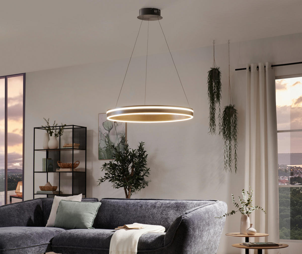 ZÁVĚSNÉ LED SVÍTIDLO, 59/59/120 cm  - barvy stříbra, Design, kov/plast (59/59/120cm)