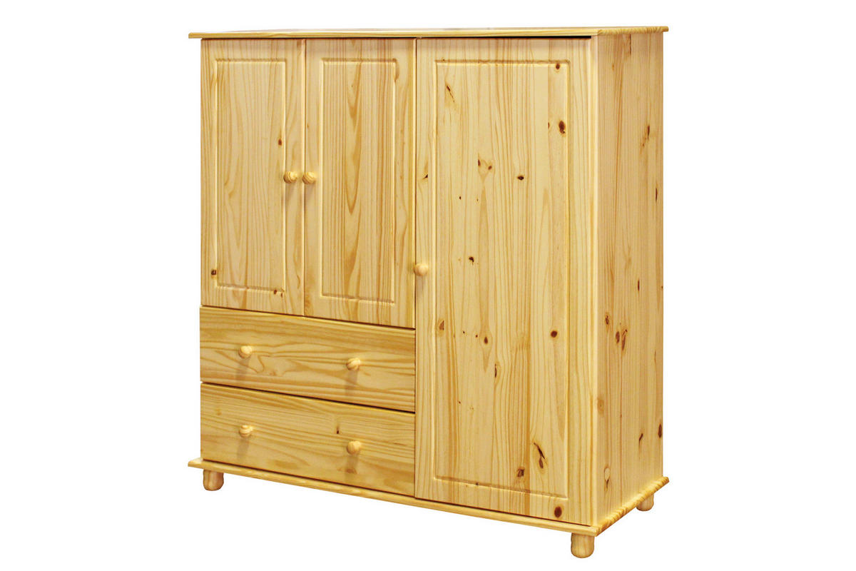 GARDEROB MED GÅNGJÄRN 132/136/43 cm 3-dörrar - naturfärgad, Natur, trä (132/136/43cm) - Livetastic