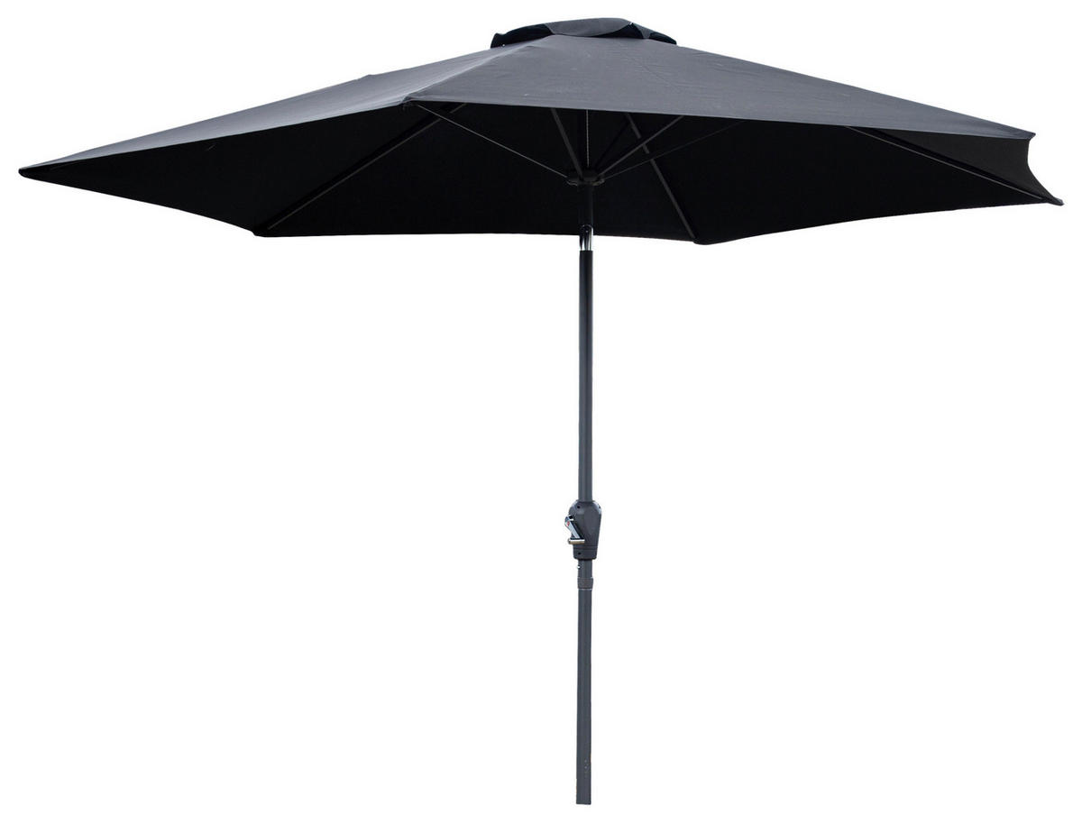 SONNENSCHIRM  300/300 cm  - Schwarz/Grau, KONVENTIONELL, Textil/Metall (300/300cm) - Gardenson