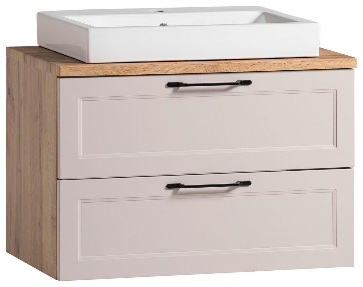 WASCHTISCHKOMBI 80 cm  - Kaschmir/Eiche Wotan, ROMANTIK / LANDHAUS, Keramik/Holzwerkstoff (80cm) - Xora