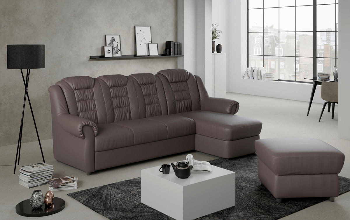 ECKSOFA in Lederlook Braun  - Schwarz/Braun, Konventionell, Kunststoff/Textil (262/165cm) - Livetastic
