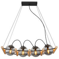 HÄNGELEUCHTE 75/22/120 cm  - Schwarz/Naturfarben, Design, Glas/Holz (75/22/120cm) - Globo