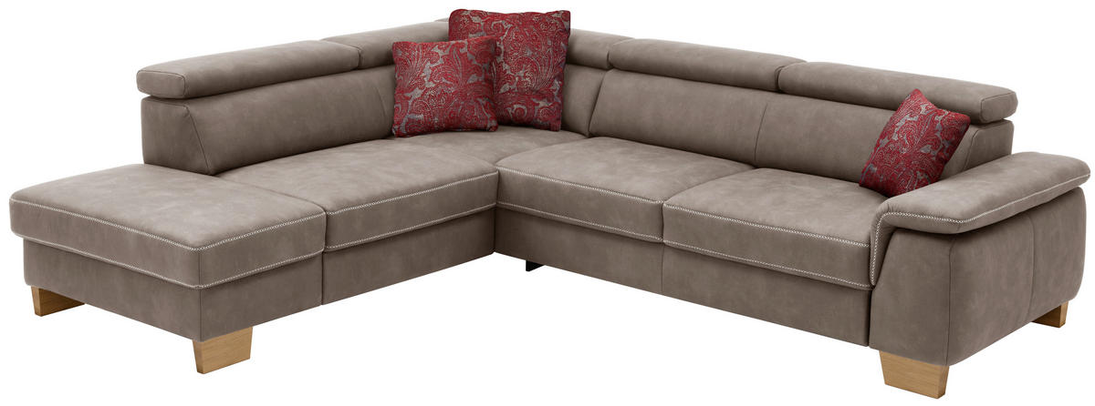 ECKSOFA in Mikrofaser Braun  - Eichefarben/Beige, Natur, Holz/Textil (226/273cm) - Beldomo System