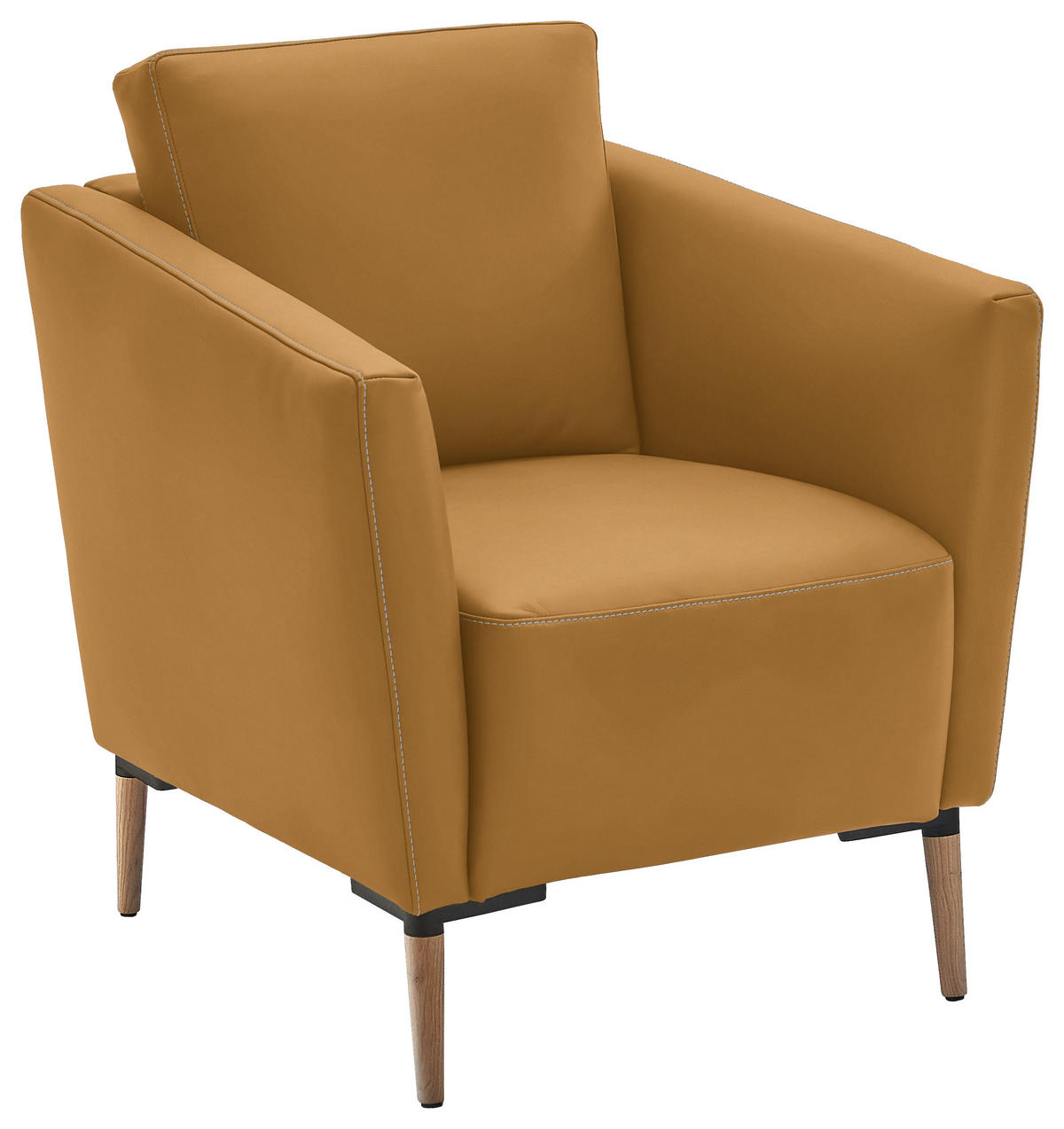 SESSEL in Echtleder Currygelb  - Currygelb/Eichefarben, Natur, Leder/Holz (75/84/76cm) - Valnatura