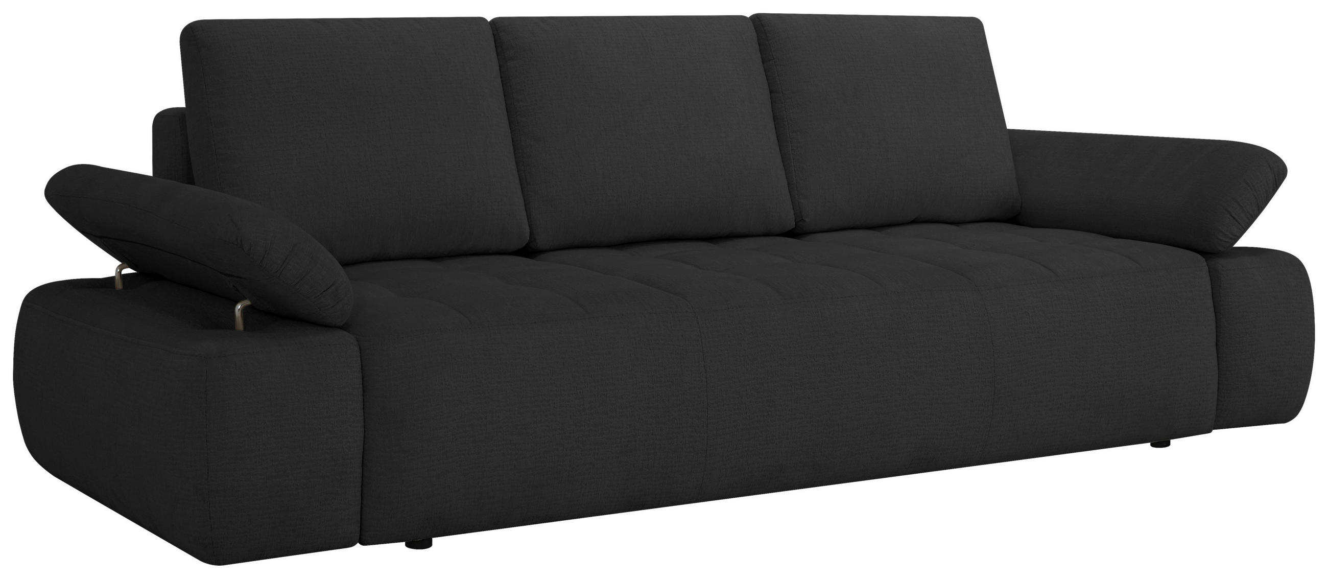 SCHLAFSOFA  mit Bettkasten erhältlich, Bettfunktion erhältlich Chenille, Jacquard Dunkelgrau  - Dunkelgrau/Schwarz, Design, Kunststoff/Textil (255/89/109cm) - MID.YOU