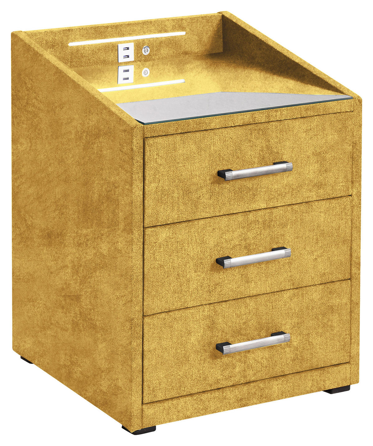NACHTTISCH 47/61/46 cm  in Currygelb  - Currygelb/Silberfarben, Modern, Holzwerkstoff/Kunststoff (47/61/46cm) - MID.YOU