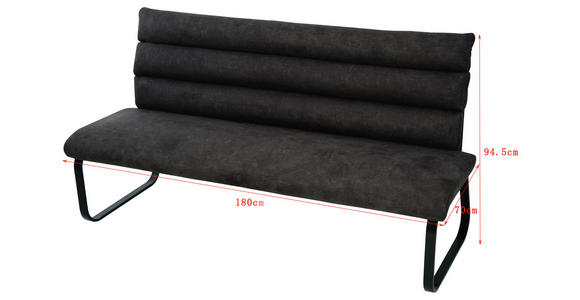 SITZBANK 180/94,5/70 cm Webstoff Braun  - Schwarz/Braun, Design, Textil/Metall (180/94,5/70cm) - Novel