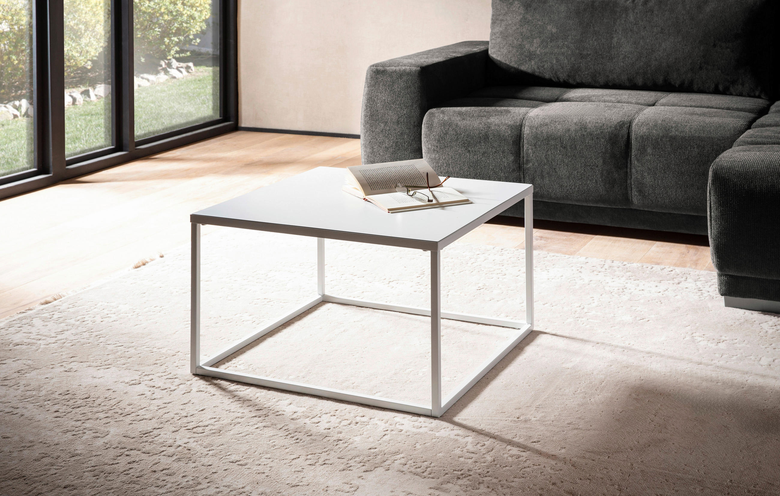 COUCHTISCH in Metall 60/60/40 cm  - Weiss, Design, Metall (60/60/40cm) - MID.YOU