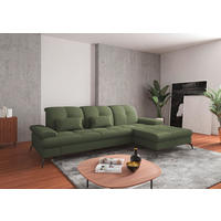 ECKSOFA in Flachgewebe Olivgrün  - Schwarz/Olivgrün, Konventionell, Textil/Metall (279/185cm) - Sit & More