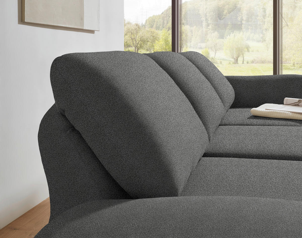 ECKSOFA  in Flachgewebe Dunkelgrau  255-365/175-224 cm  - Dunkelgrau/Schwarz, Design, Textil/Metall (255-365/175-224cm) - Dieter Knoll