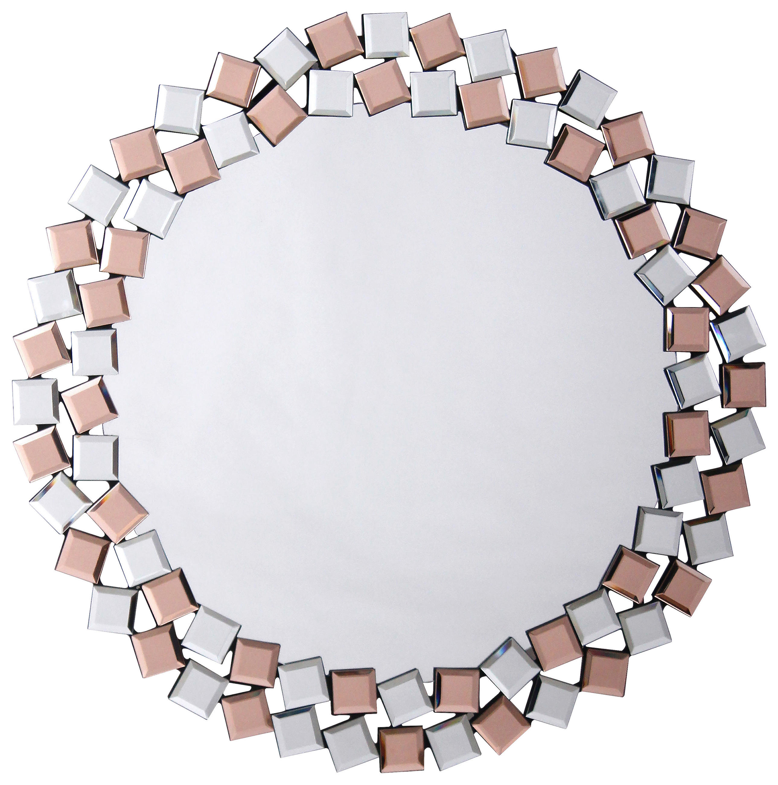 WANDSPIEGEL  - Silberfarben/Roségold, Basics, Glas/Holzwerkstoff (80/80/1,6cm) - Kayoom