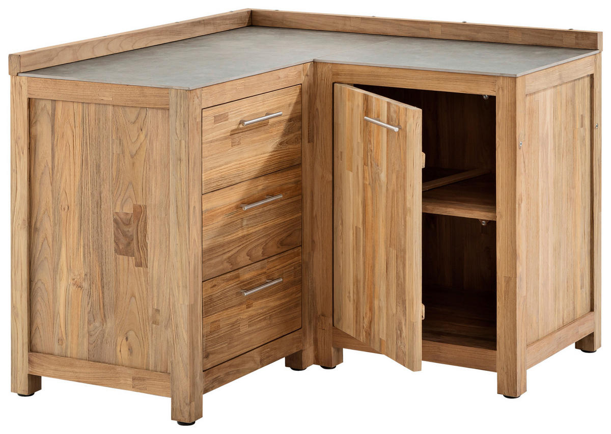 OUTDOORKÜCHE - Edelstahlfarben/Titanfarben, Trend, Holz/Keramik (120/64,7/120cm)