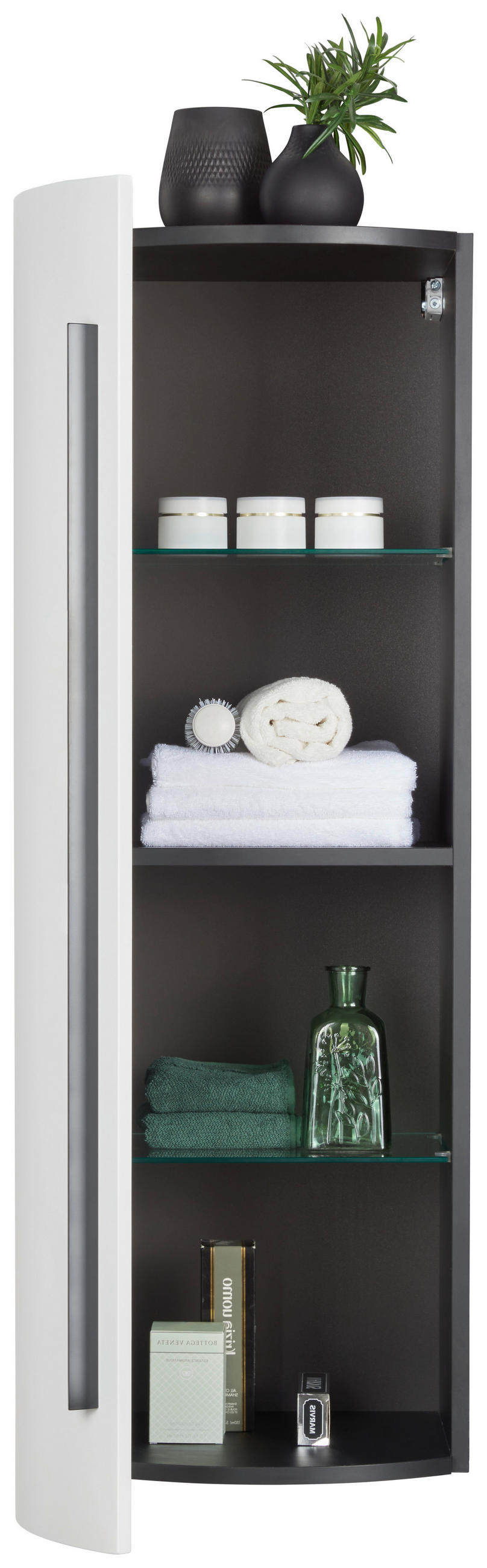 MIDISCHRANK 40/125/45 cm  - Weiss/Schwarz, Modern, Glas/Holzwerkstoff (40/125/45cm) - Dieter Knoll